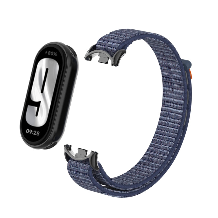 For Xiaomi Smart Band 9 / 8 Metal Connector + Loop Nylon Hook and Loop Fastener Watch Band(Midnight Blue) by bashfashion
