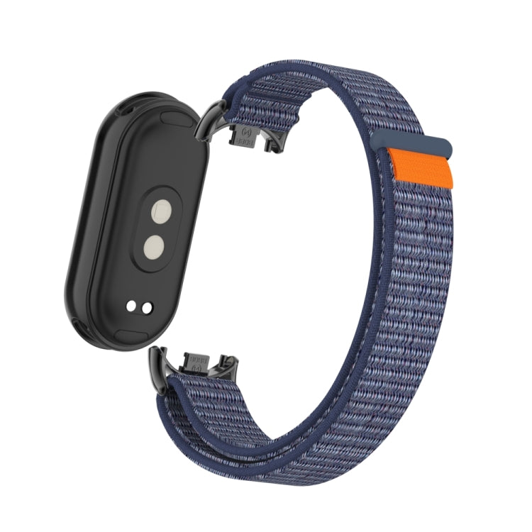 For Xiaomi Smart Band 9 / 8 Metal Connector + Loop Nylon Hook and Loop Fastener Watch Band(Midnight Blue) by bashfashion