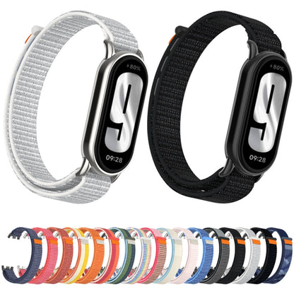 For Xiaomi Smart Band 9 / 8 Metal Connector + Loop Nylon Hook and Loop Fastener Watch Band(Midnight Blue) by bashfashion