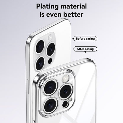 For iPhone 13 SULADA Electroplated Clear TPU Soft Frame Phone Case with Wrist Strap(Purple) by SULADA