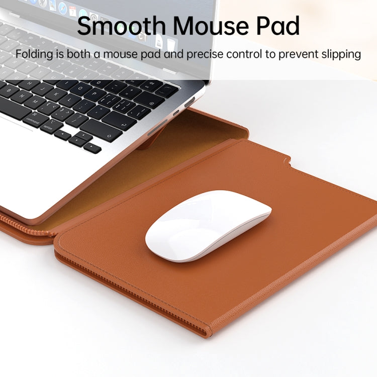 Multifunctional Laptop PU Magnetic Stand Split Liner Bag with Mouse Pad Function, Size:13-14 inch(Grey) by bashfashion