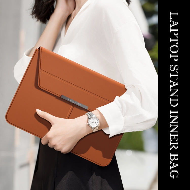 Multifunctional Laptop PU Magnetic Stand Split Liner Bag with Mouse Pad Function, Size:13-14 inch(Rose Gold) by bashfashion