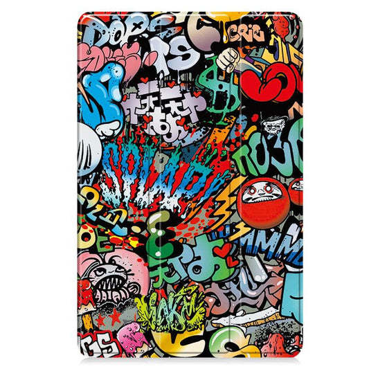 For Samsung Galaxy Tab S10 FE+ Custer Painted 3-Fold Holder Smart Leather Tablet Case(Graffiti) by bashfashion