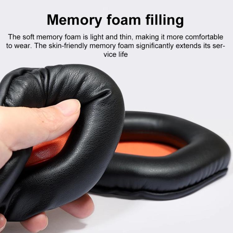 1 Pair Snap-on Replacement Earpads For ASUS ROG Strix7.1, Material:Ice Silk Fabric(Black Orange) by bashfashion