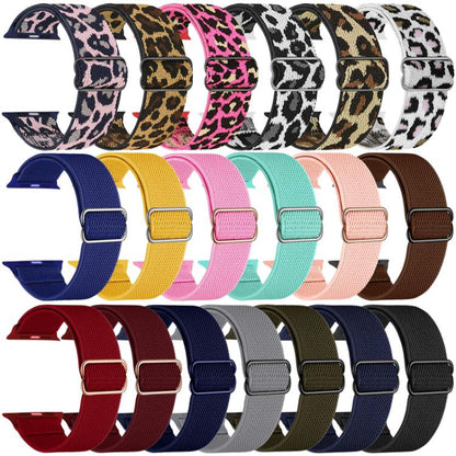 For Apple Watch 38 / 40 / 41 / S10 42mm xDfind Adjustable Slide Buckle Elastic Nylon Watch Band(Black Leopard) by xDfind