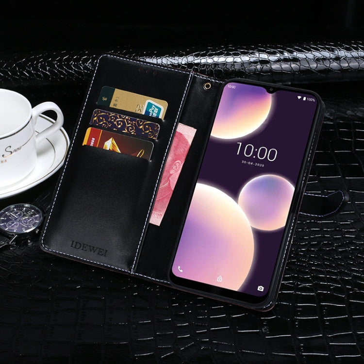 For Wiko View4 Lite idewei Crocodile Texture Horizontal Flip Leather Case with Holder & Card Slots & Wallet(Dark Blue) by idewei