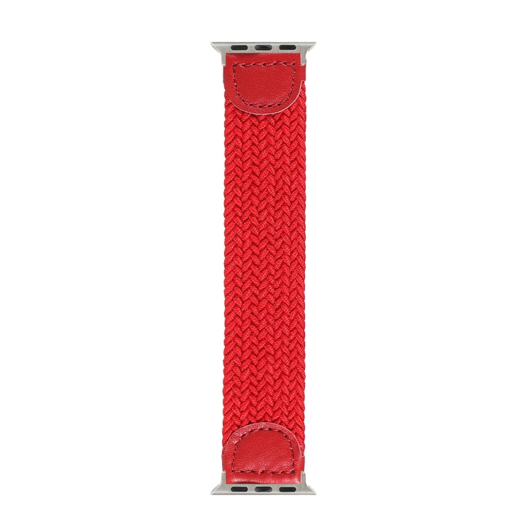 Nylon + Leather Braided Watch Band For Apple Watch Series 9&8&7 41mm / SE 3&SE 2&6&SE&5&4 40mm / 3&2&1 38mm, Size:S(Red) by bashfashion