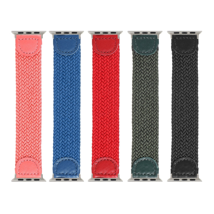 Nylon + Leather Braided Watch Band For Apple Watch Series 9&8&7 41mm / SE 3&SE 2&6&SE&5&4 40mm / 3&2&1 38mm, Size:S(Army Green) by bashfashion