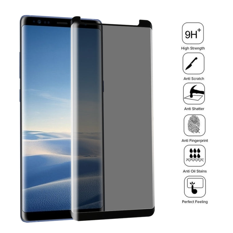 For Galaxy Note 8 0.26mm 9H Surface Hardness 3D Curved Privacy Anti-glare Non-full Screen Tempered Glass Screen Protector(Black) by bashfashion
