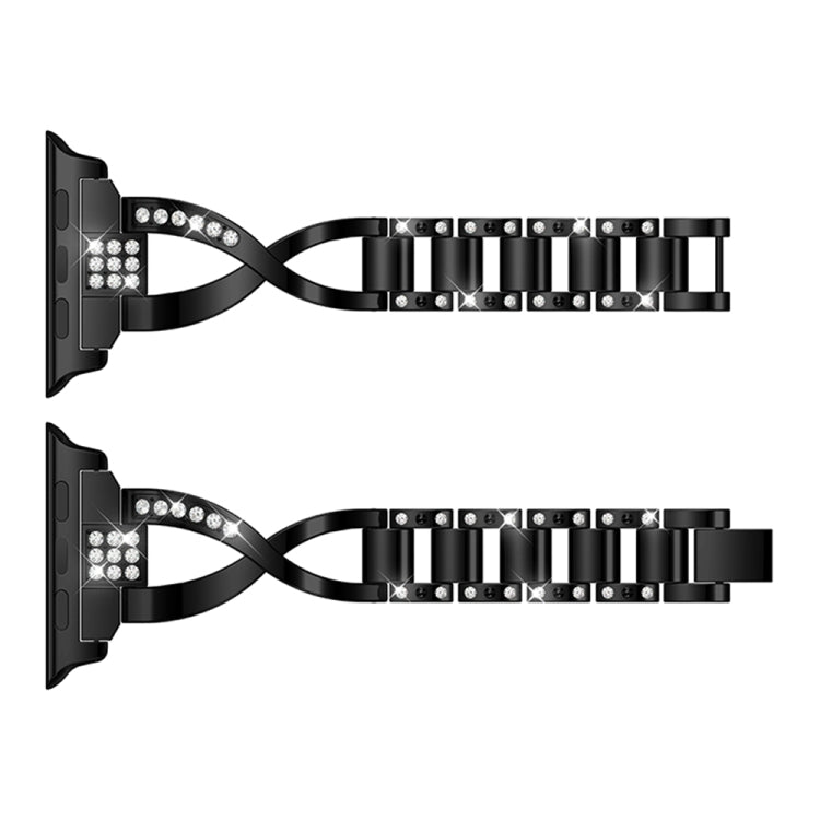 X-shaped Diamond-studded Solid Stainless Steel Wrist Strap Watch Band for Apple Watch Series 3 & 2 & 1 38mm(Black) by bashfashion