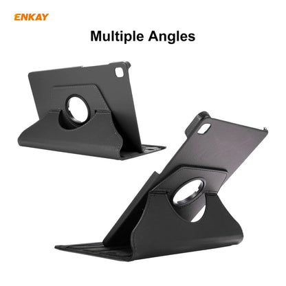 For Samsung Galaxy Tab S6 Lite P610 / P615 / Tab S6 Lite 2022 / P613 / P619 ENKAY 360 Rotation Kickstand Leather Smart Tablet Case(Rose Red) by ENKAY