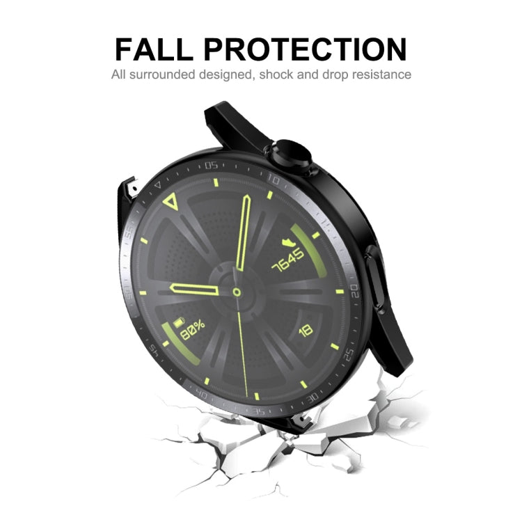 For Huawei Watch GT 3 46mm ENKAY Matte PC Frame + Tempered Glass Protector Case With Scale(Silver) by ENKAY