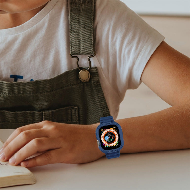 For Apple Watch Ultra 3 / 2 / 1 49mm JUNSUNMAY Integrated TPU Case Adjustable Elastic Watch Band(Purplish Red) by JUNSUNMAY