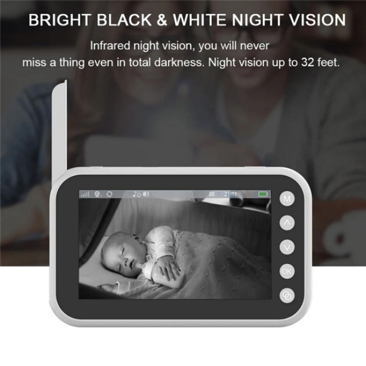 ABM200 Support Two-Way Voice Temperature Display 4.5-inch Video Baby Monitor Music Player(AU Plug) by bashfashion