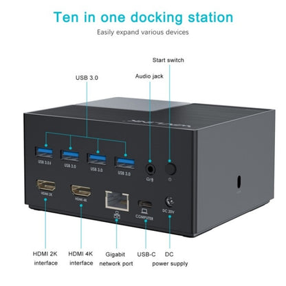 WAVLINK UG76PD2 3.5mm Audio, Gigabit Network Port Dual HD Universal Docking Station(EU Plug) by WAVLINK