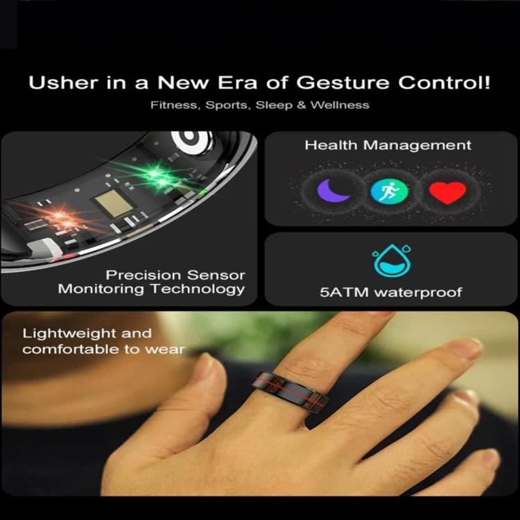 R04 SIZE 10 Smart Ring, Support Heart Rate / Blood Oxygen / Sleep Monitoring / Take Photos(Black) by bashfashion