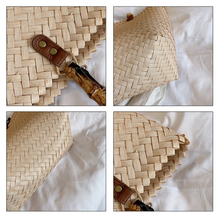 Retro Large-Capacity Bamboo Portable Straw Beach Bag(Brown) by bashfashion