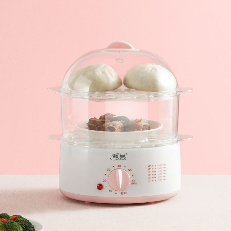 LINGRUI Timer Mini Multi-Function Egg Cooker Automatic Power Off Home Breakfast Machine, CN Plug, Specification:Double Layers(Grey) by bashfashion