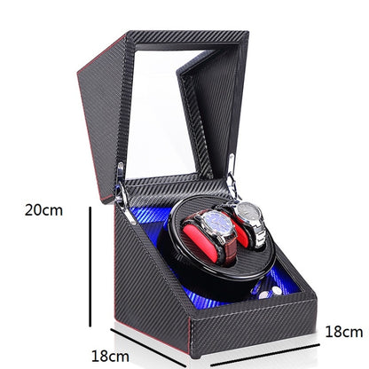 Watch Shaker Automatic Mechanical Watch Rotating Motor Winding Box, US / EU / UK Plug(Black Carbon Fiber Texture) by bashfashion