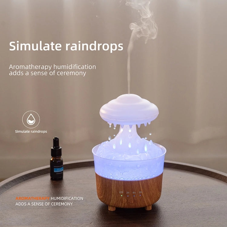 V50 Desktop Colorful Night Light Humidifier Wood Grain Water Drop Aroma Diffuser, Spec: EU Plug(Green) by bashfashion
