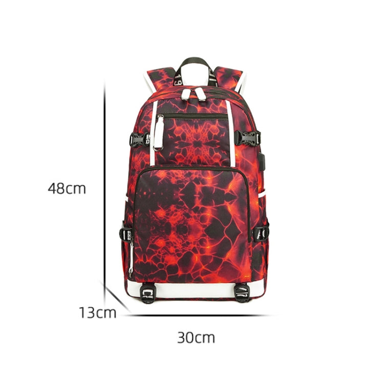 6101-5 Printed Backpack Large Capacity Computer Backpack Waterproof Student School Bag(Geometric Red) by bashfashion