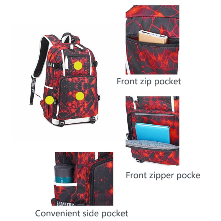 6101-5 Printed Backpack Large Capacity Computer Backpack Waterproof Student School Bag(Geometric Red) by bashfashion