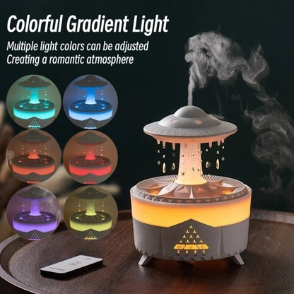 UFO Water Drop Aromatherapy Humidifier Desktop Remote Control Diffuser, Plug: AU Plug(White) by bashfashion