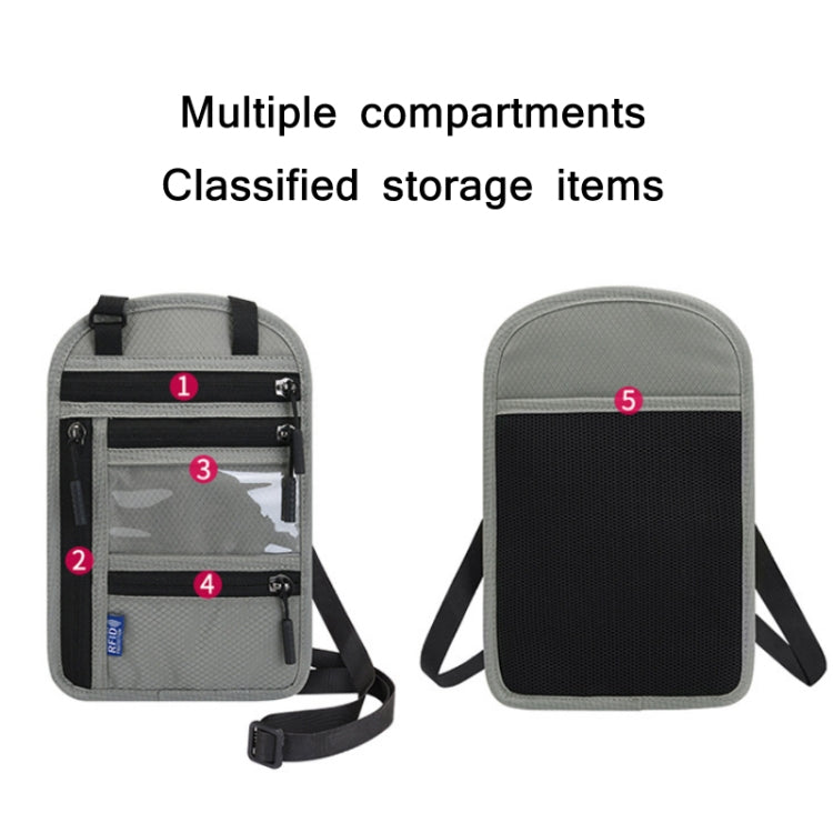 RFID Multi-Function Halter Passport Bag Certificate Protection Cover(Dark Gray) by bashfashion