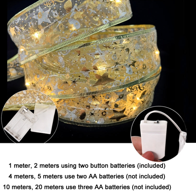 Christmas LED Lights Bronzing Double Ribbon String Lights, Specification: 20m(Gold Color Light) by bashfashion