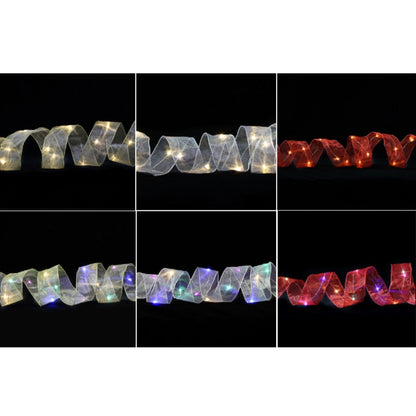 Christmas Ornament Double Light Board Yarn Ribbon String Lights, Specification: 5m(Red Color Light) by bashfashion