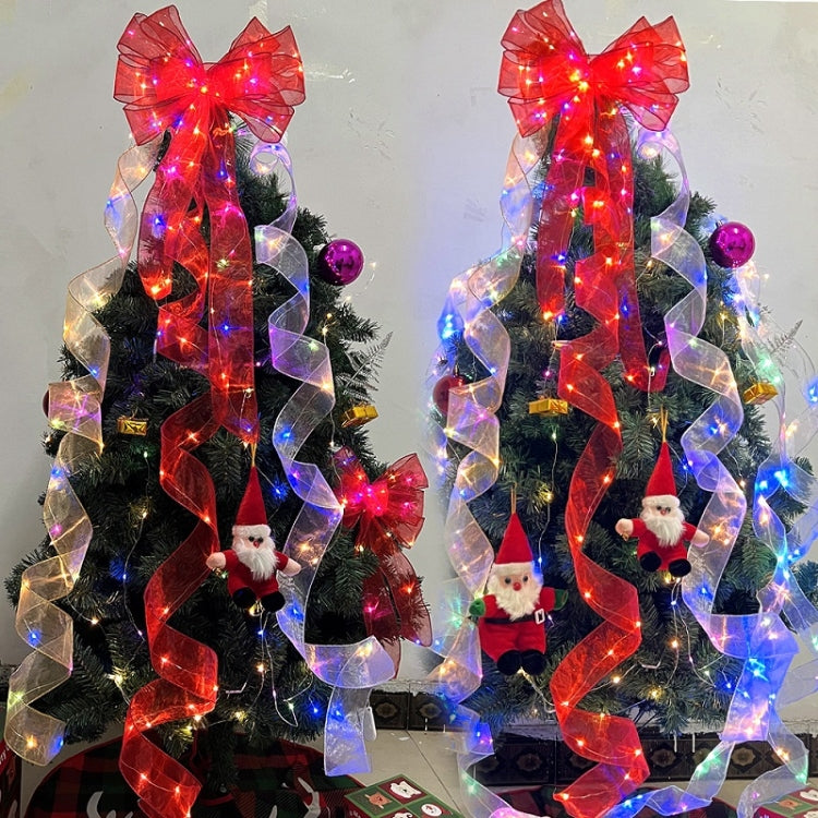 Christmas Ornament Double Light Board Yarn Ribbon String Lights, Specification: 20m(Red Warm Light) by bashfashion