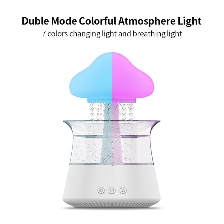 CH06 300ml Rain Humidifier Mushroom Cloud Colorful Night Lamp Aromatherapy Machine, Style: With Remote Controller(White) by bashfashion