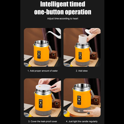 2.0L 304 Food Grade Insulated Lunch Box Electric Thermostat Lunch Bucket, CN Plug, Color: Temperature Display Beige Power Cord by bashfashion