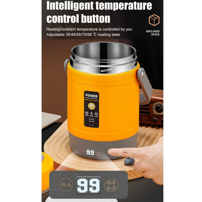 2.0L 304 Food Grade Insulated Lunch Box Electric Thermostat Lunch Bucket, CN Plug, Color: Temperature Display Beige Power Cord by bashfashion