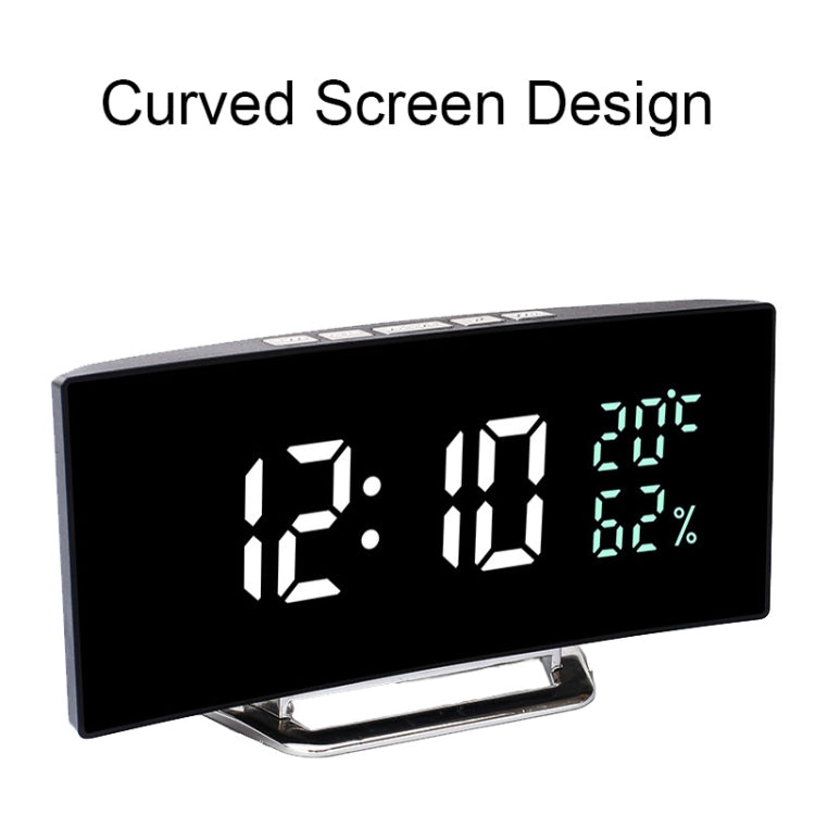 7816 Curved Screen LED Temperature / Humidity Display Multifunctional Clock(Green) by bashfashion
