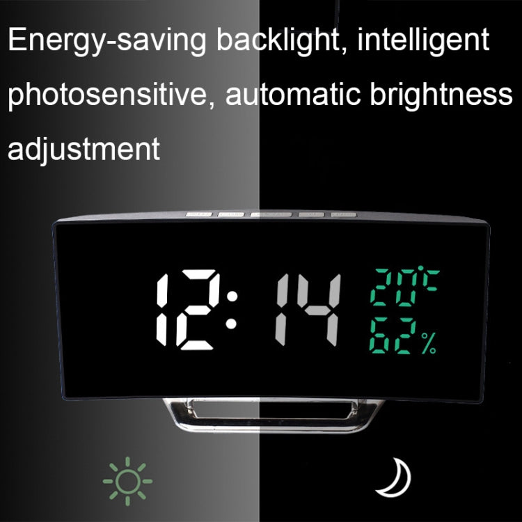 7816 Curved Screen LED Temperature / Humidity Display Multifunctional Clock(Green) by bashfashion