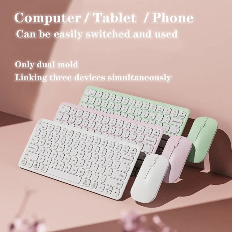 B087 2.4G Portable 78 Keys Dual Mode Wireless Bluetooth Keyboard And Mouse, Style: Keyboard Mouse Set Green by bashfashion