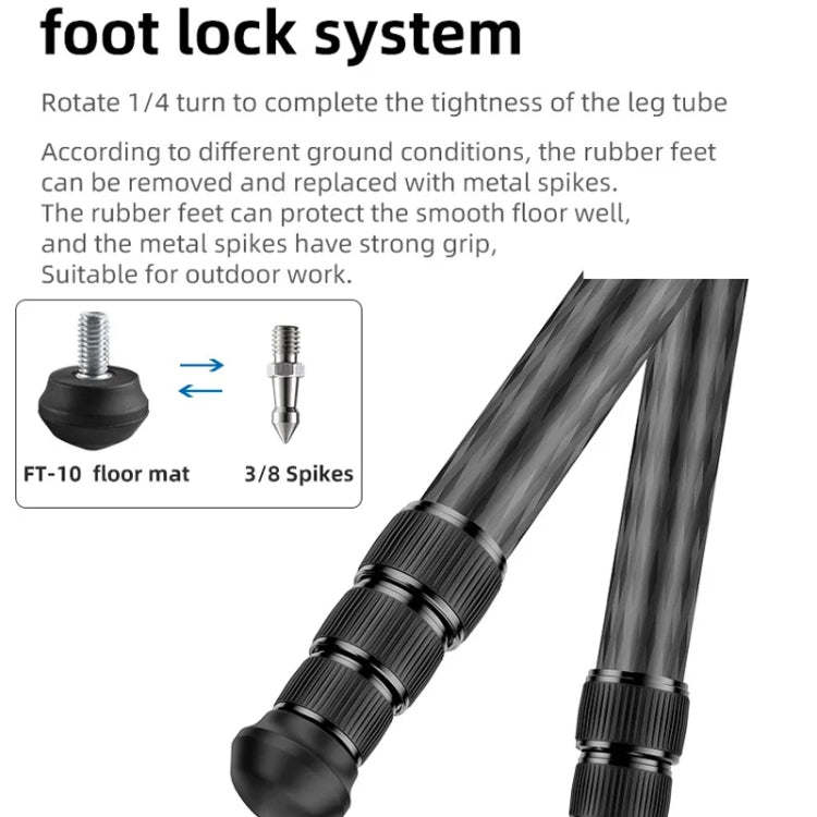 BEXIN RC254+LH-28 Carbon Fiber Portable Folding Tripod SLR Camera Low Gravity Center Gimbal Photography Bracket by BEXIN