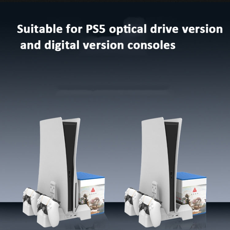 For PS5 iplay Dual-seat Charging and Cooling Base Bracket Storage Rack(White) by iplay