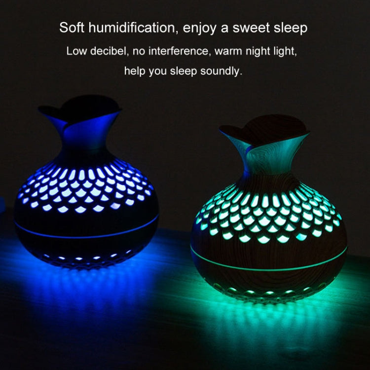 LED Light Aromatherapy Diffuser Home Small Vase Quiet Humidifier Aromatherapy Diffuser 2 In 1(Dark Wood) by bashfashion