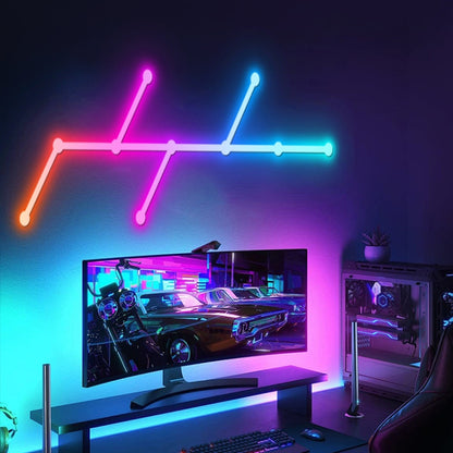 JSK-P22 5V Bluetooth RGB Stitching Light E-Sports Atmosphere Decorative Lamp, Style: 6 Sections+USB To DC Line+EU Plug(White) by bashfashion