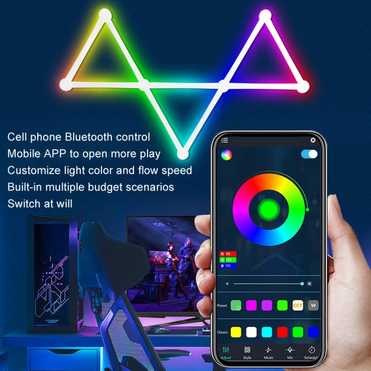 JSK-P22 5V Bluetooth RGB Stitching Light E-Sports Atmosphere Decorative Lamp, Style: 6 Sections+USB To DC Line+EU Plug(White) by bashfashion