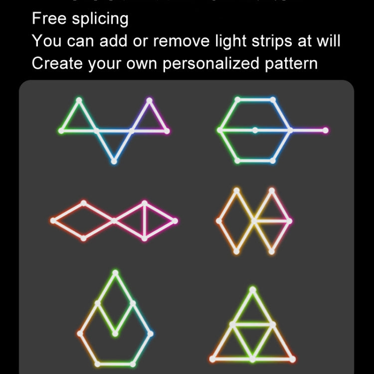 JSK-P22 5V Bluetooth RGB Stitching Light E-Sports Atmosphere Decorative Lamp, Style: 6 Sections+USB To DC Line+EU Plug(White) by bashfashion