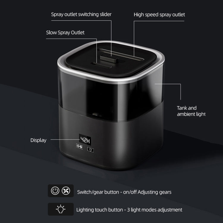 JSQ-58 1.1L large Capacity Digital Display Flame Atomization Humidifier, Color: Matt Black(US Plug) by bashfashion
