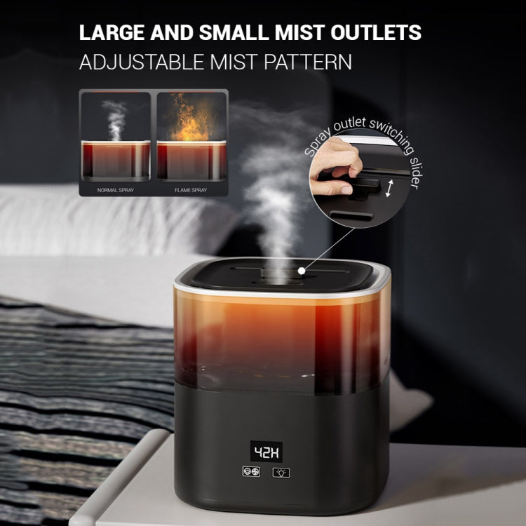 JSQ-58 1.1L large Capacity Digital Display Flame Atomization Humidifier, Color: Matt Black(US Plug) by bashfashion