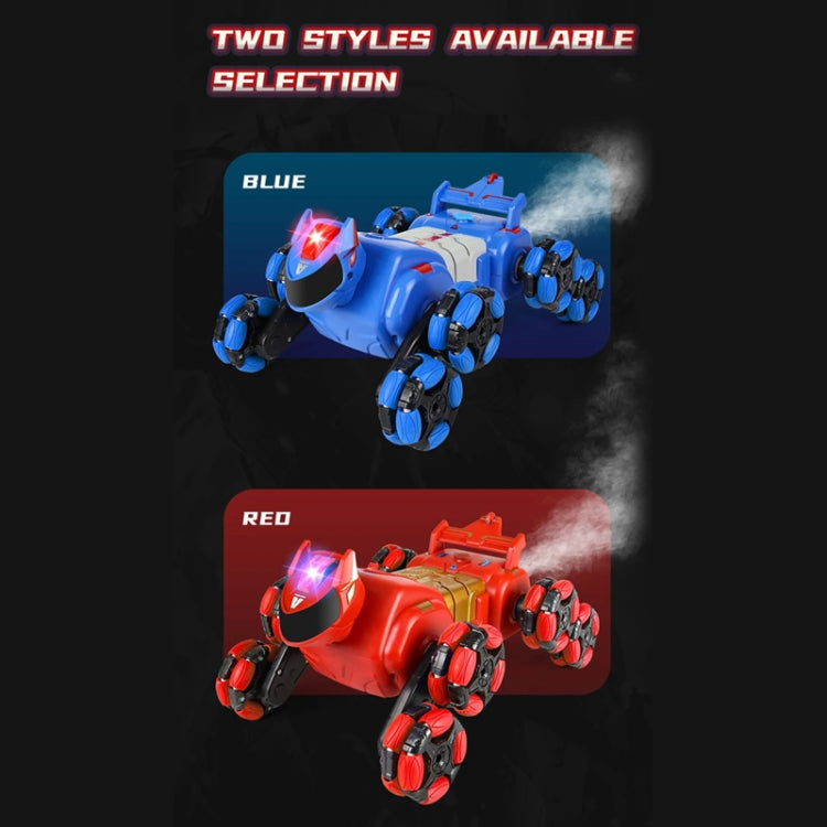 2.4G Kids Remote Control Toy Car Stunt Robot Dog Gesture Sensor Lights Music Spray Climbing Car, Color: Red Dual RC by bashfashion