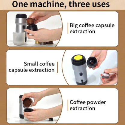 12V 3 In 1 Car Self-heating Coffee Machine Compatible With Large / Small Capsules and Ground Coffee, EU Plug(White) by bashfashion