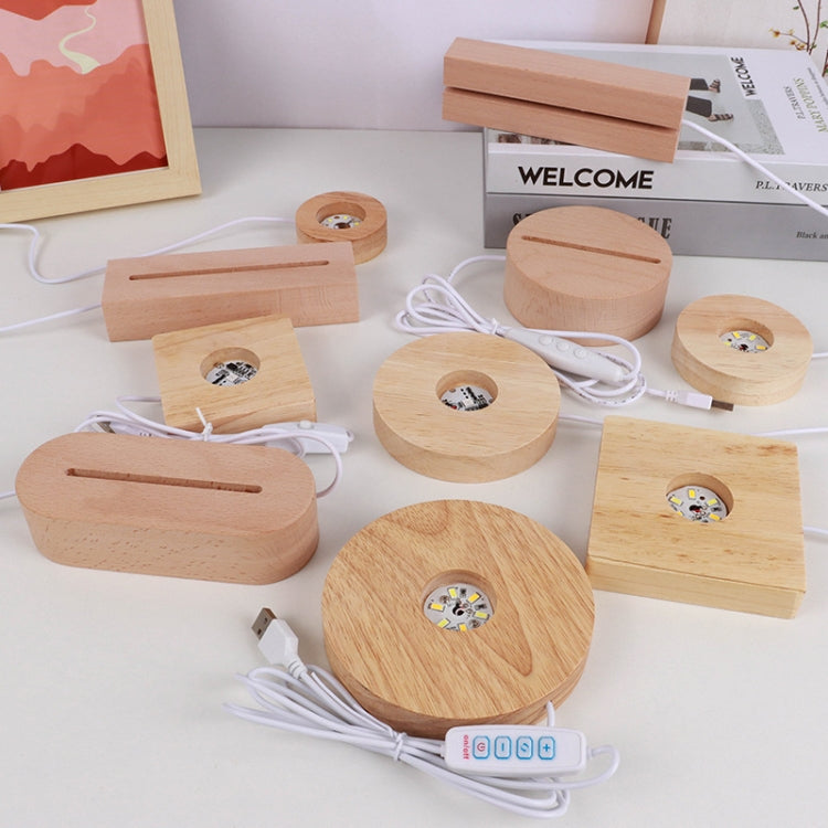LED Light Solid Wood Luminous Base for Resin Art Acrylic Glass Lights Square 8x2cm(Three-color Light) by bashfashion