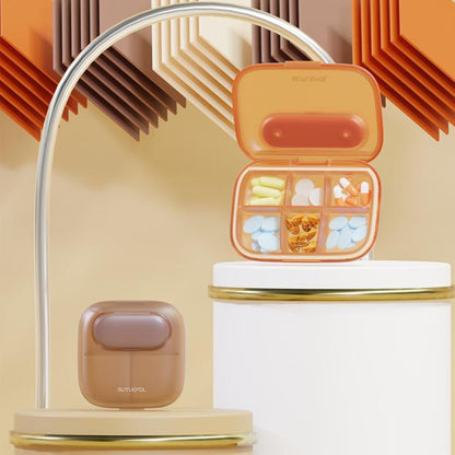 Portable Pill Box Dispenser Sealed Large Capacity Seven Days a Week Medication Organizer, Color: 6 Grids White by bashfashion