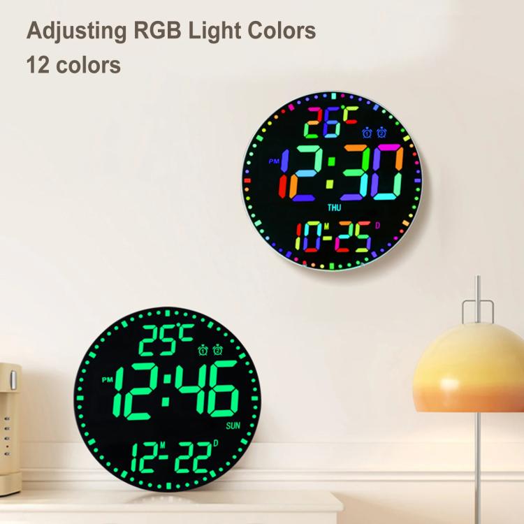 11.6-Inch RGB Wall Clock With Remote Control Multi-Functional Alarm Clock White+Black by bashfashion